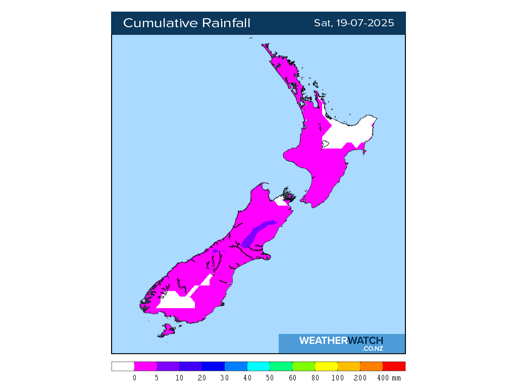 Cumulative rainfall for 6:01am on Sat 19 July 2025
