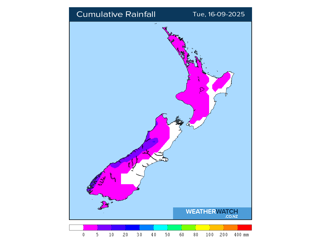 Cumulative rainfall for 6:01am on Tue 16 September 2025