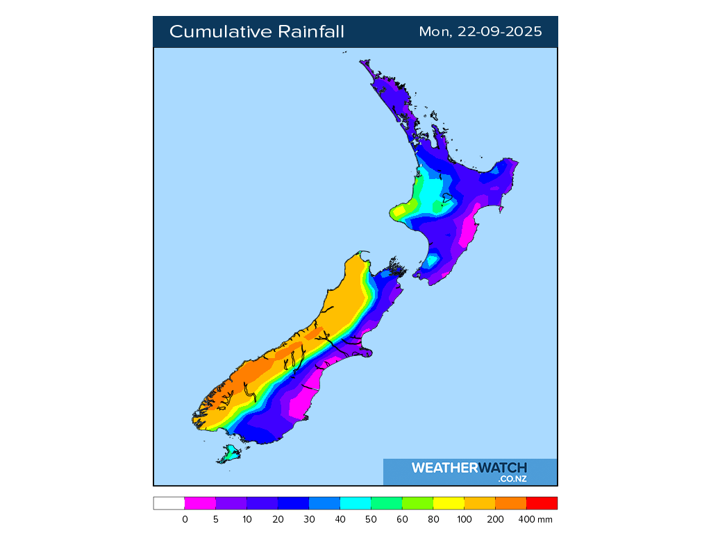 Cumulative rainfall for 7:01am on Mon 22 September 2025