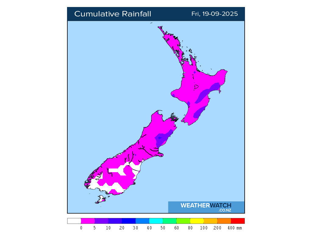Cumulative rainfall for 6:01am on Fri 19 September 2025