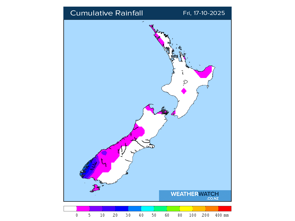 Cumulative rainfall for 7:01am on Fri 17 October 2025