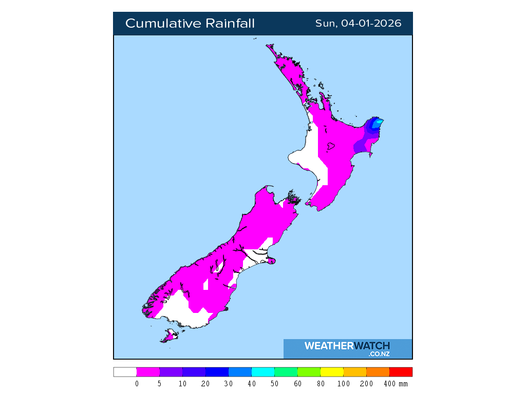 Cumulative rainfall for 7:01am on Sun 4 January 2026