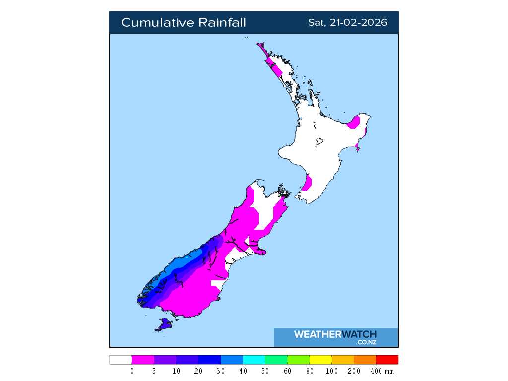 Cumulative rainfall for 7:01am on Sat 21 February 2026