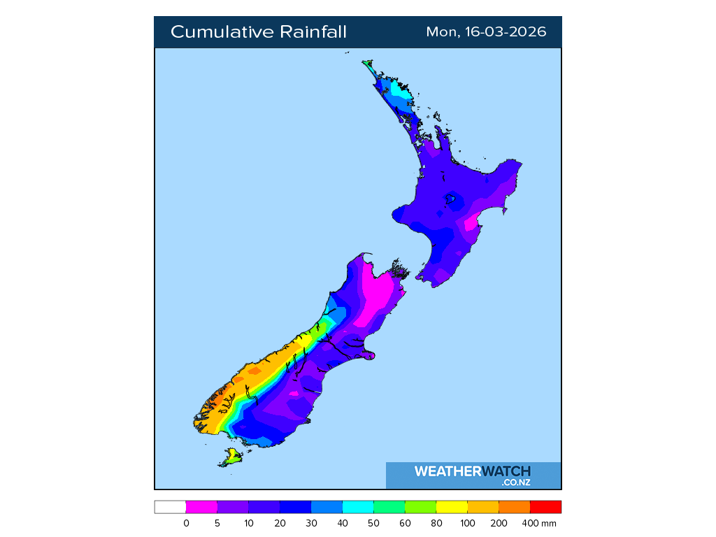 Cumulative rainfall for 7:01am on Mon 16 March 2026
