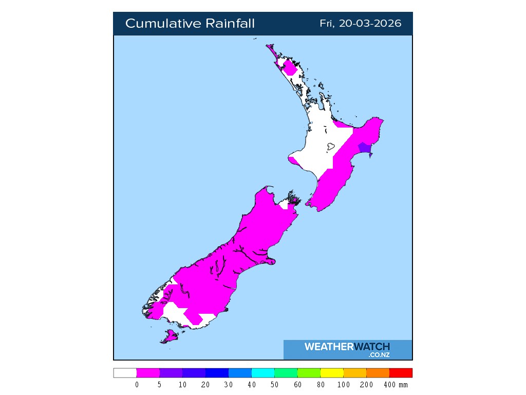 Cumulative rainfall for 7:01am on Fri 20 March 2026