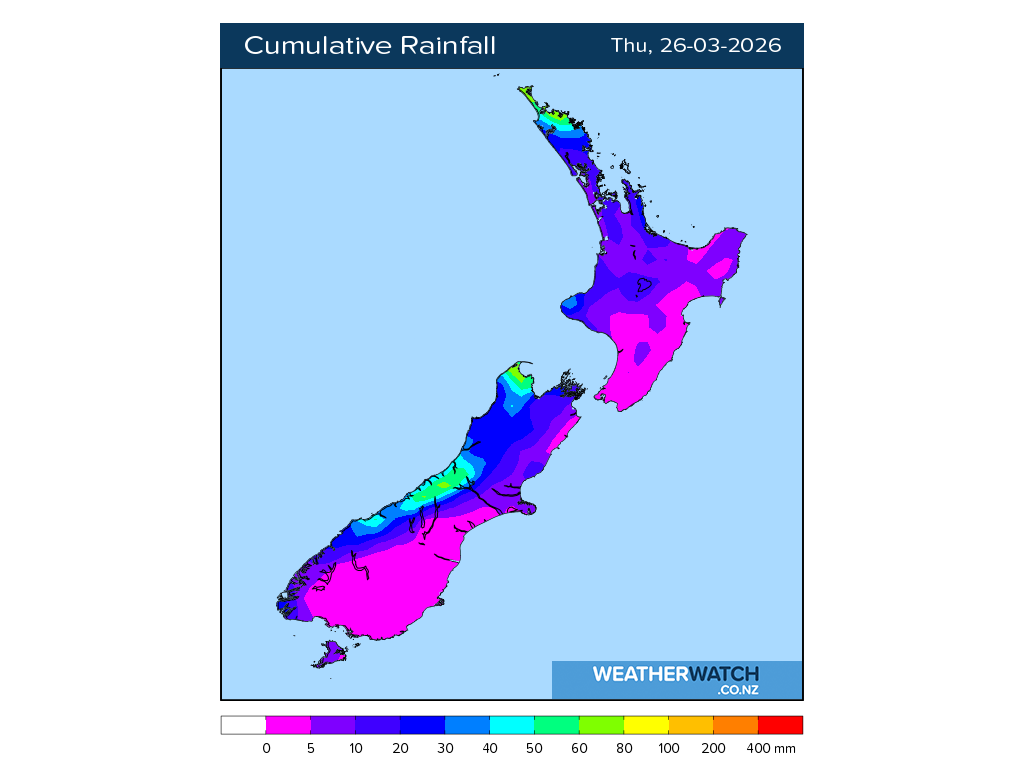 Cumulative rainfall for 7:01am on Thu 26 March 2026