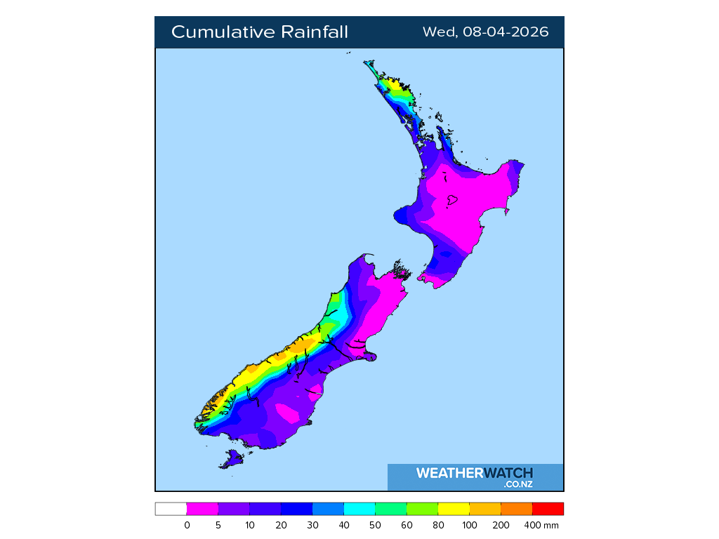 Cumulative rainfall for 6:01am on Wed 8 April 2026