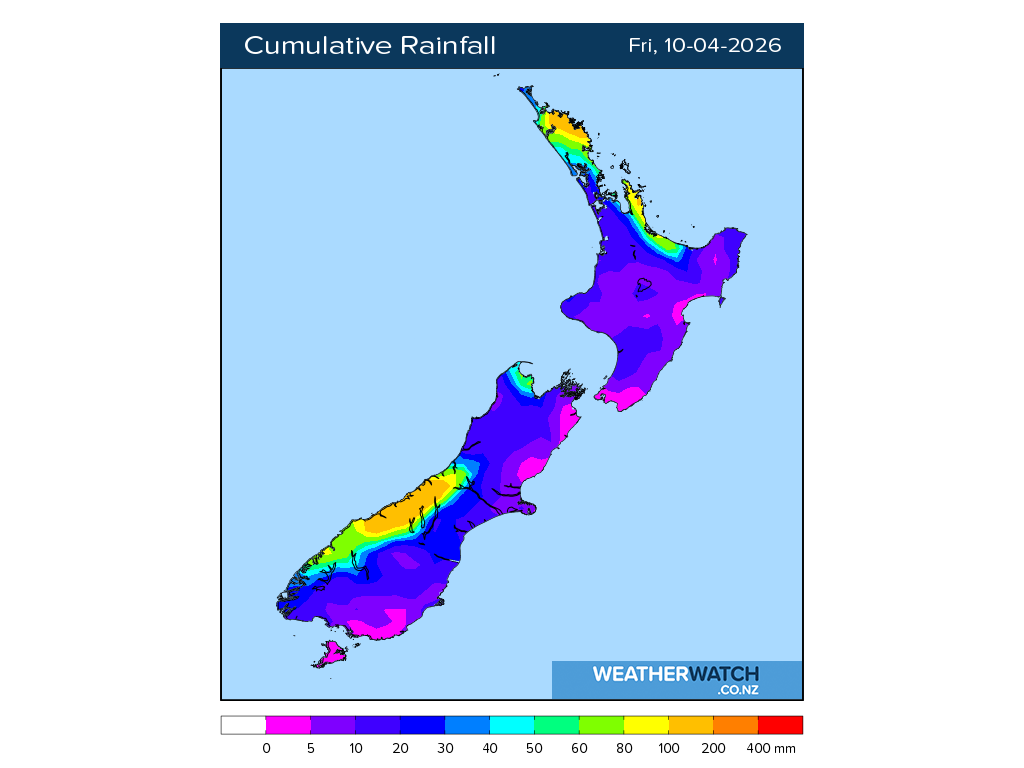 Cumulative rainfall for 6:01am on Fri 10 April 2026
