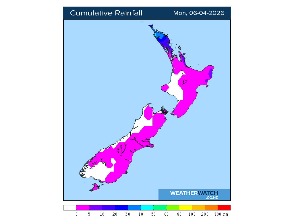 Cumulative rainfall for 6:01am on Mon 6 April 2026