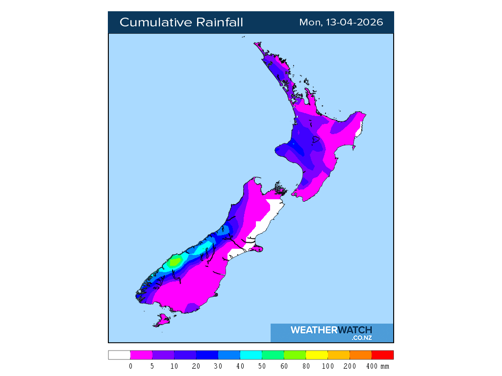 Cumulative rainfall for 6:01am on Mon 13 April 2026