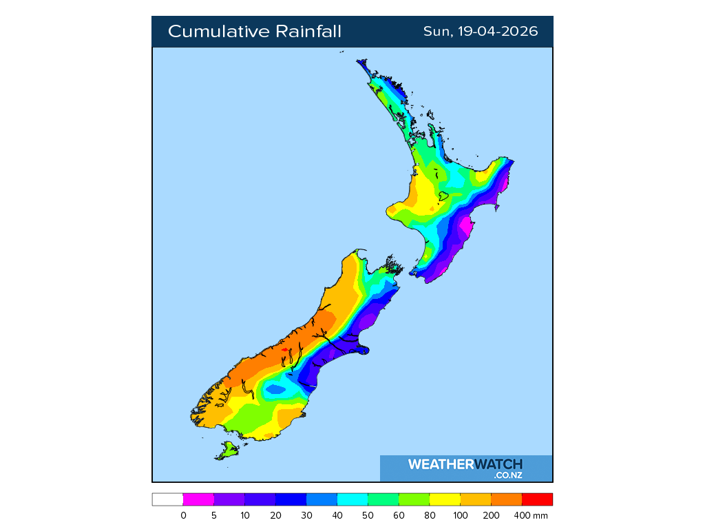 Cumulative rainfall for 6:01am on Sun 19 April 2026