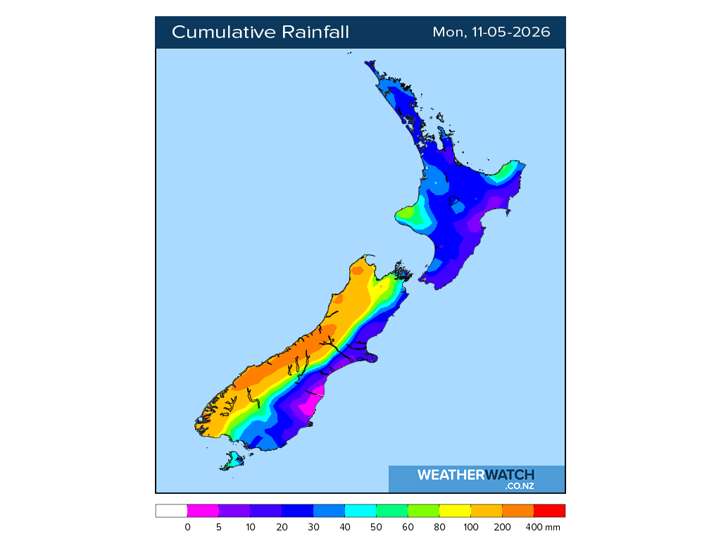 Cumulative rainfall for 6:01am on Mon 11 May 2026