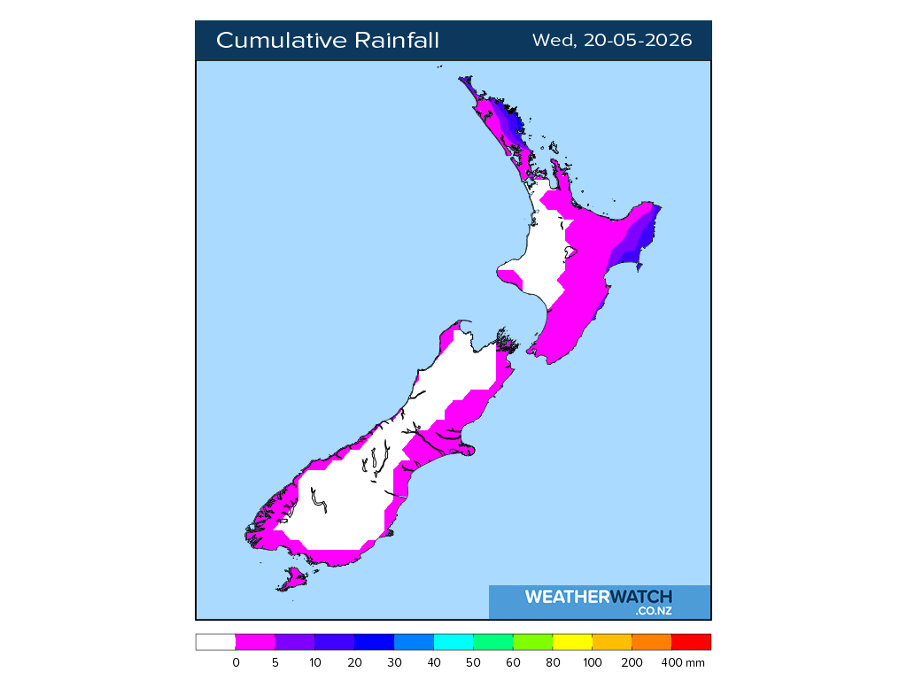 Cumulative rainfall for 6:01am on Wed 20 May 2026
