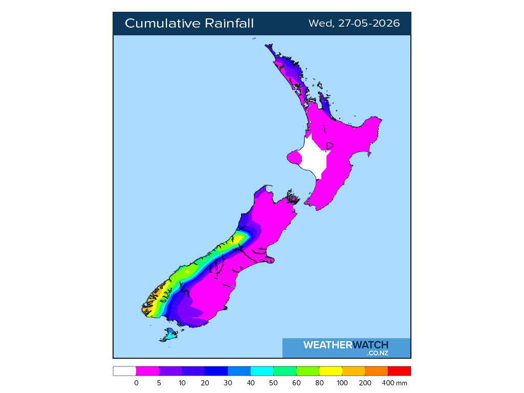 Cumulative rainfall for 6:01am on Wed 27 May 2026