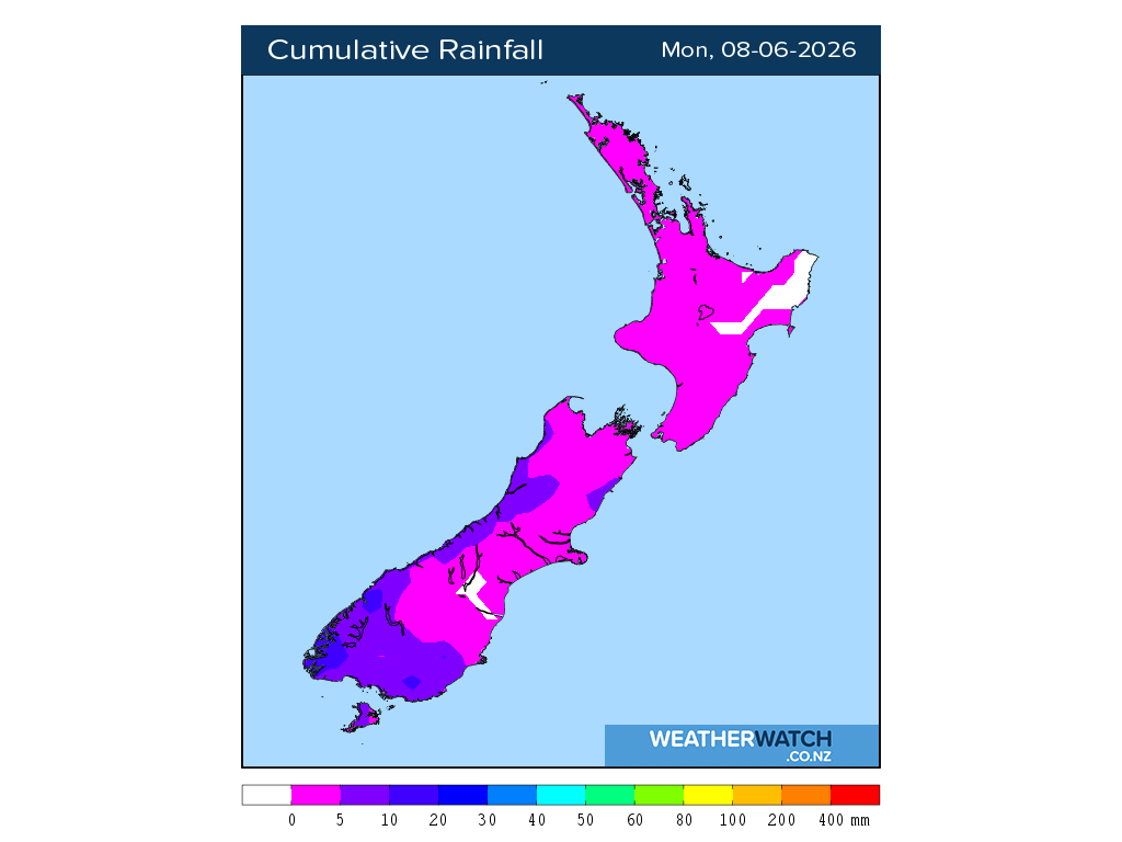Cumulative rainfall for 6:01am on Mon 8 June 2026