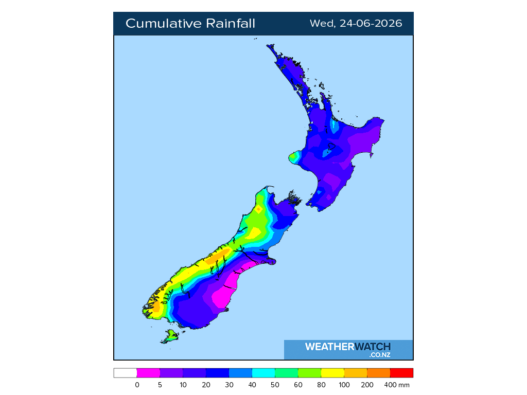 Cumulative rainfall for 6:01am on Wed 24 June 2026