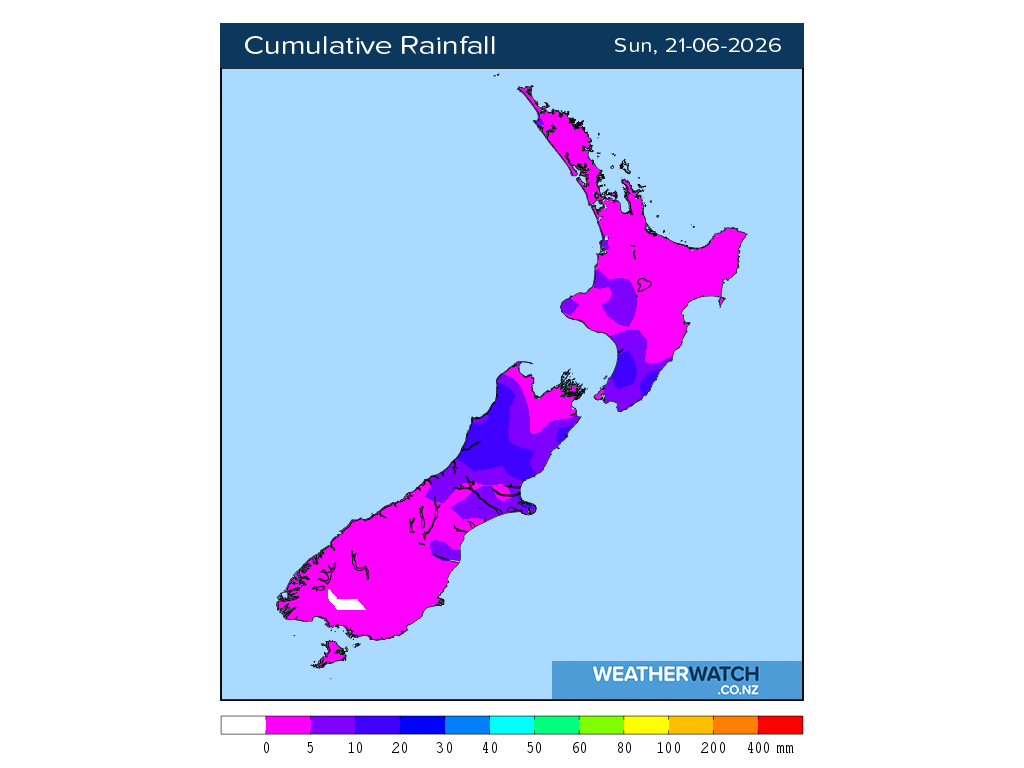 Cumulative rainfall for 6:01am on Sun 21 June 2026