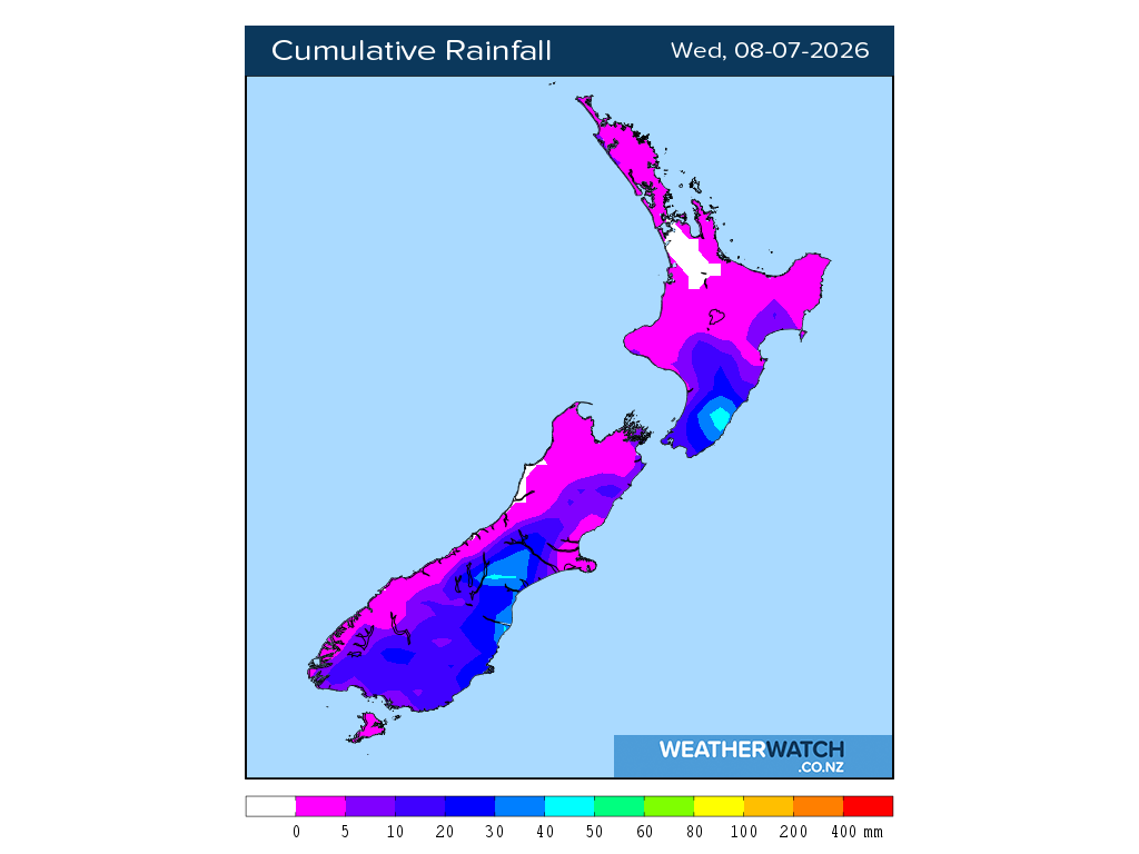 Cumulative rainfall for 6:01am on Wed 8 July 2026