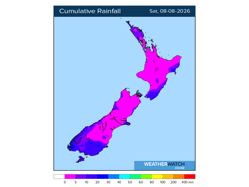 Cumulative rainfall for 6:01am on Sat 8 August 2026