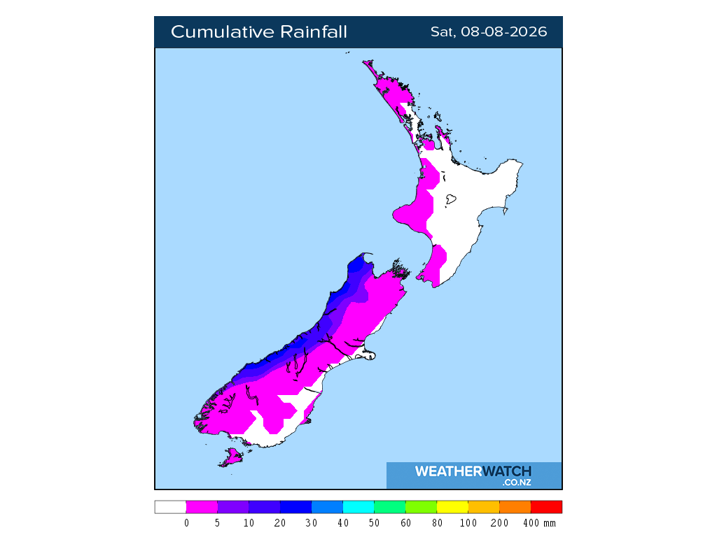 Cumulative rainfall for 6:01am on Sat 8 August 2026