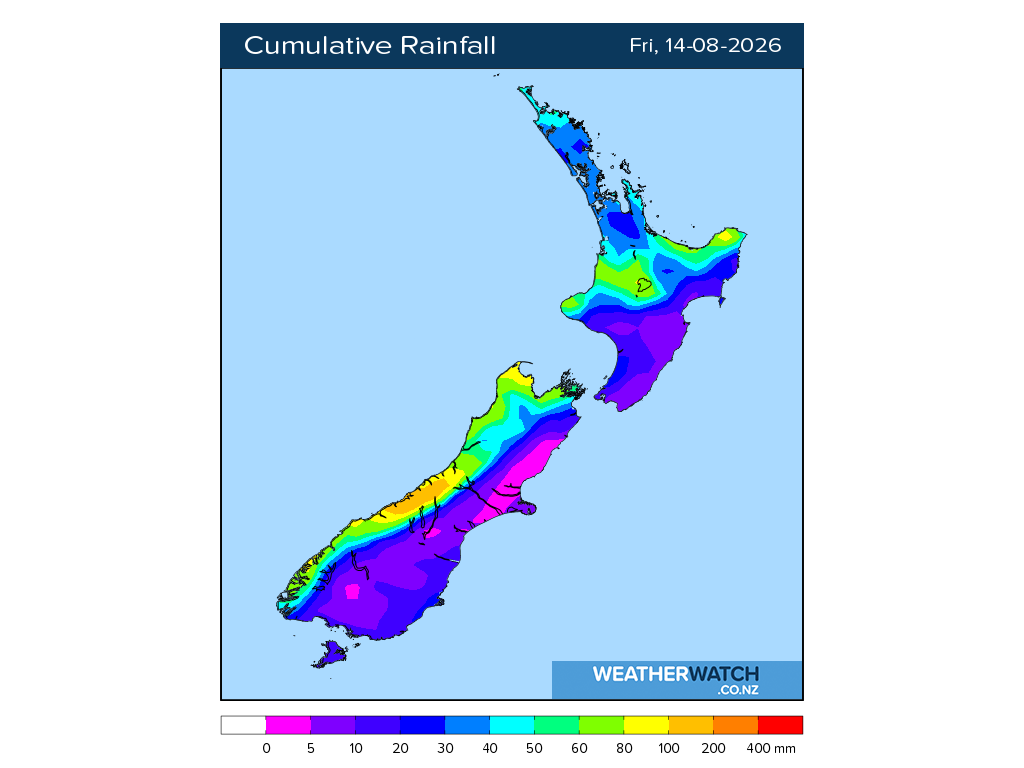 Cumulative rainfall for 6:01am on Fri 14 August 2026