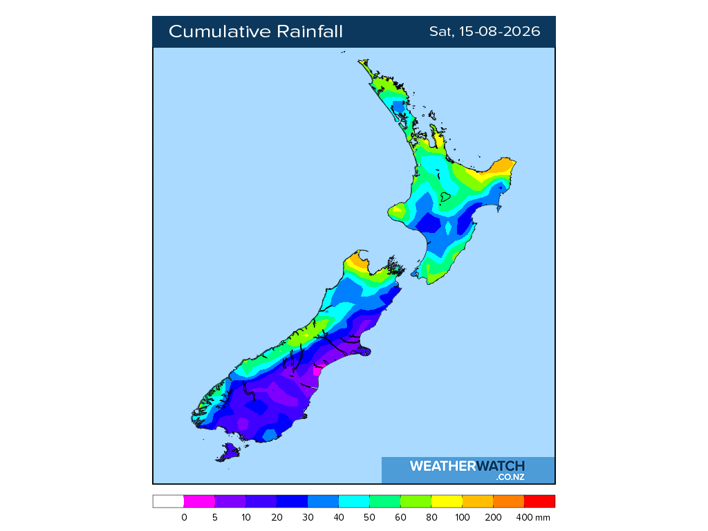 Cumulative rainfall for 6:01am on Sat 15 August 2026