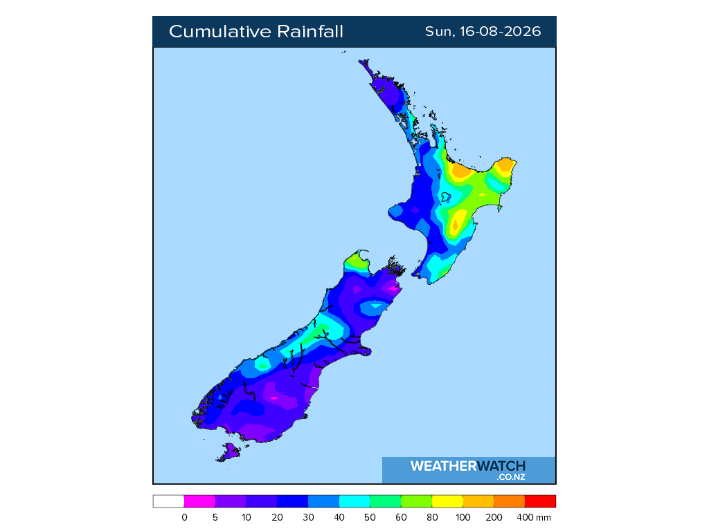 Cumulative rainfall for 6:01am on Sun 16 August 2026