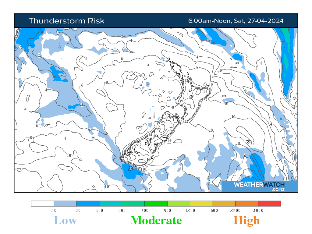 Thunderstorm risk for 6:01am on Sat 27 April 2024
