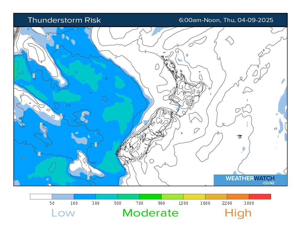 Thunderstorm risk for 6:01am on Thu 4 September 2025