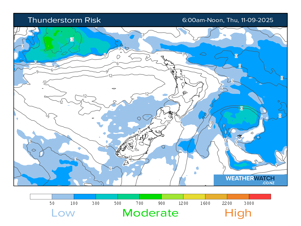 Thunderstorm risk for 6:01am on Thu 11 September 2025