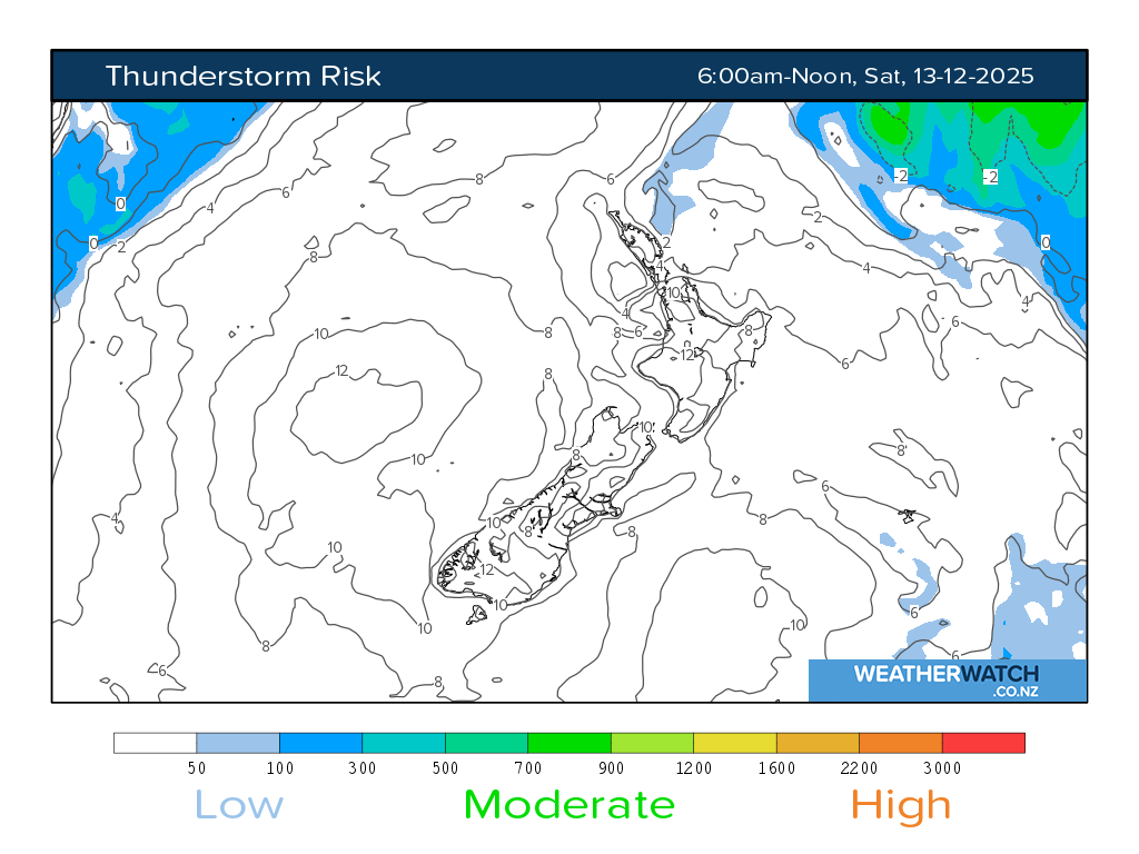 Thunderstorm risk for 7:01am on Sat 13 December 2025