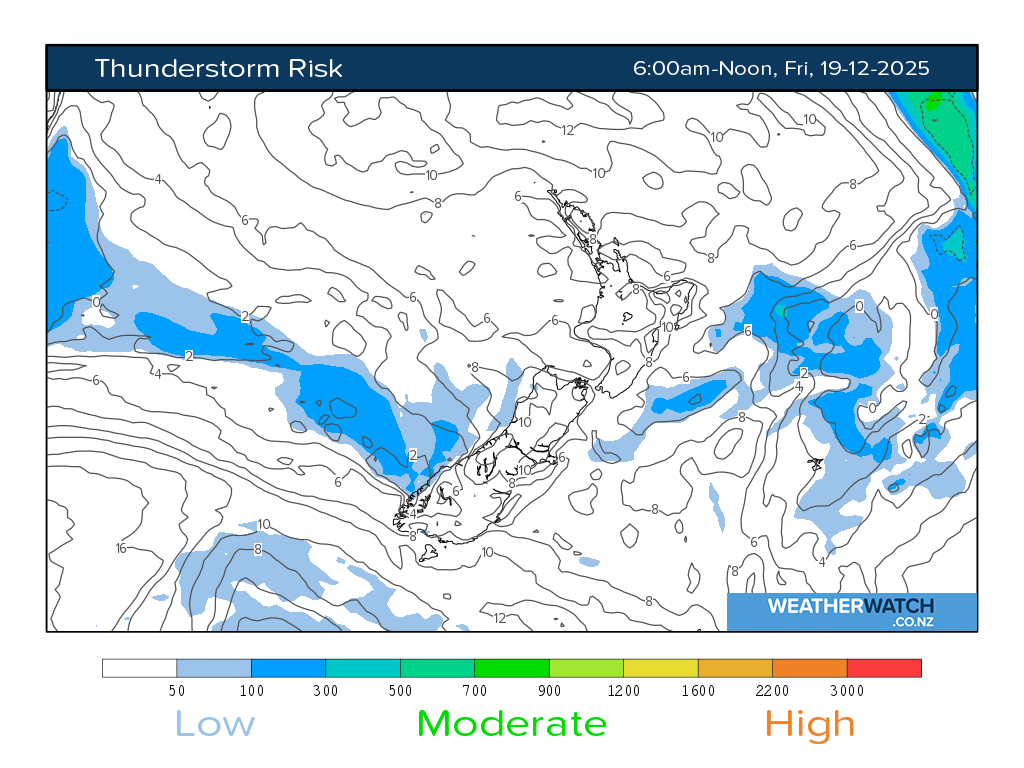 Thunderstorm risk for 7:01am on Fri 19 December 2025
