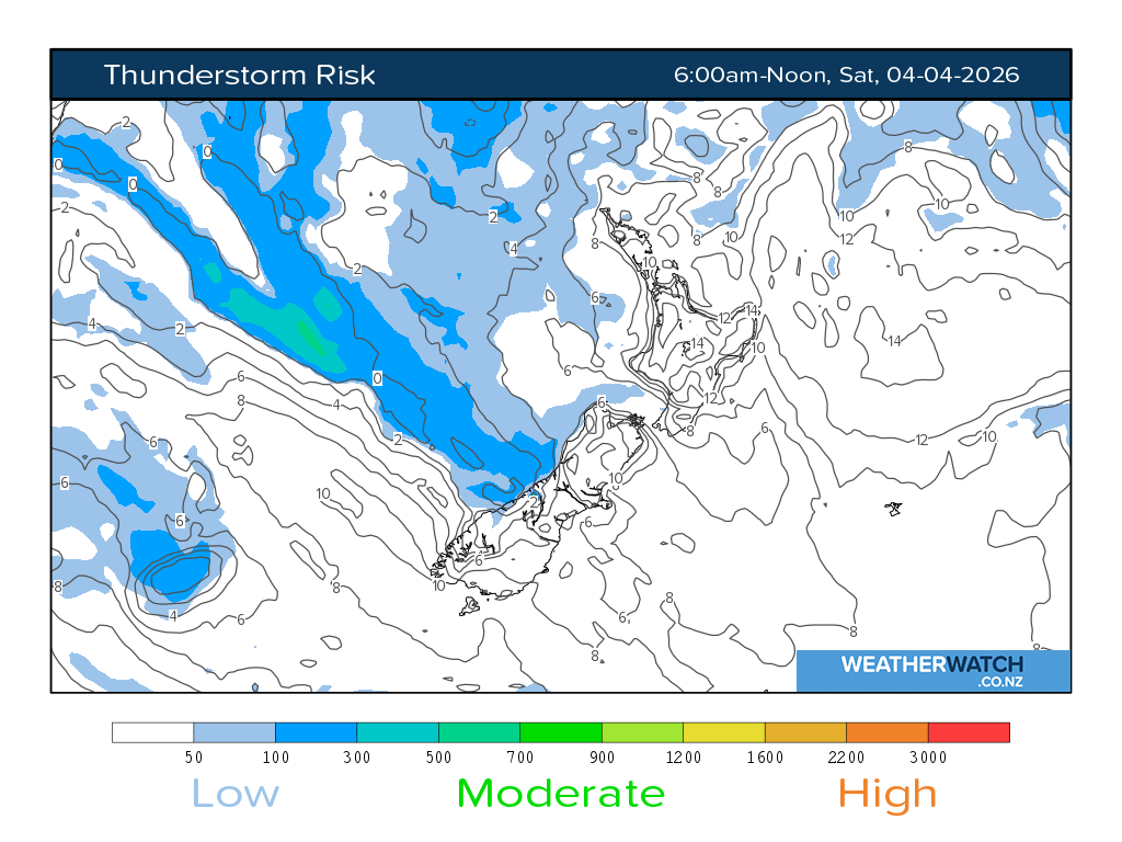 Thunderstorm risk for 7:01am on Sat 4 April 2026
