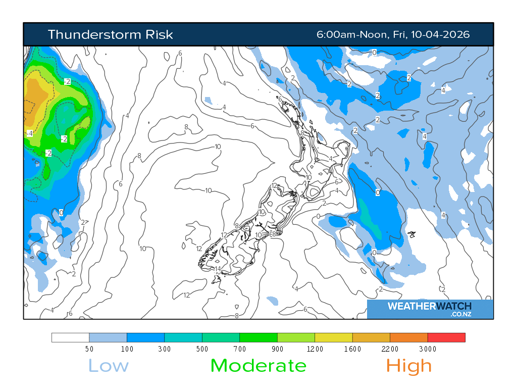 Thunderstorm risk for 6:01am on Fri 10 April 2026