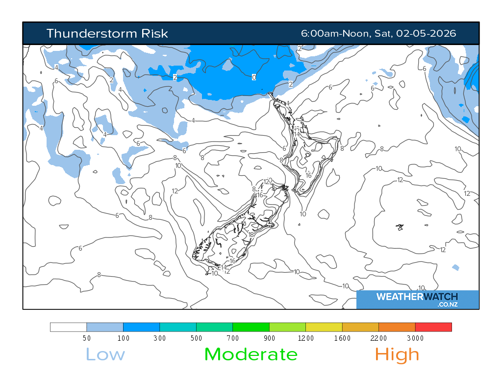 Thunderstorm risk for 6:01am on Sat 2 May 2026