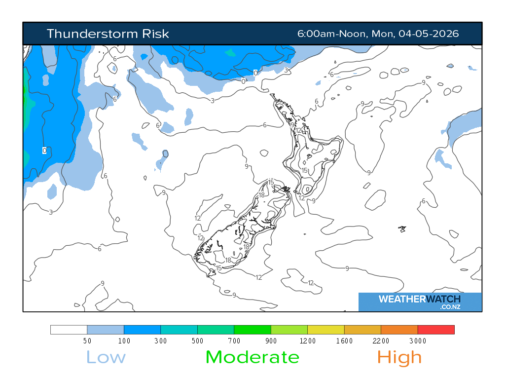 Thunderstorm risk for 6:01am on Mon 4 May 2026
