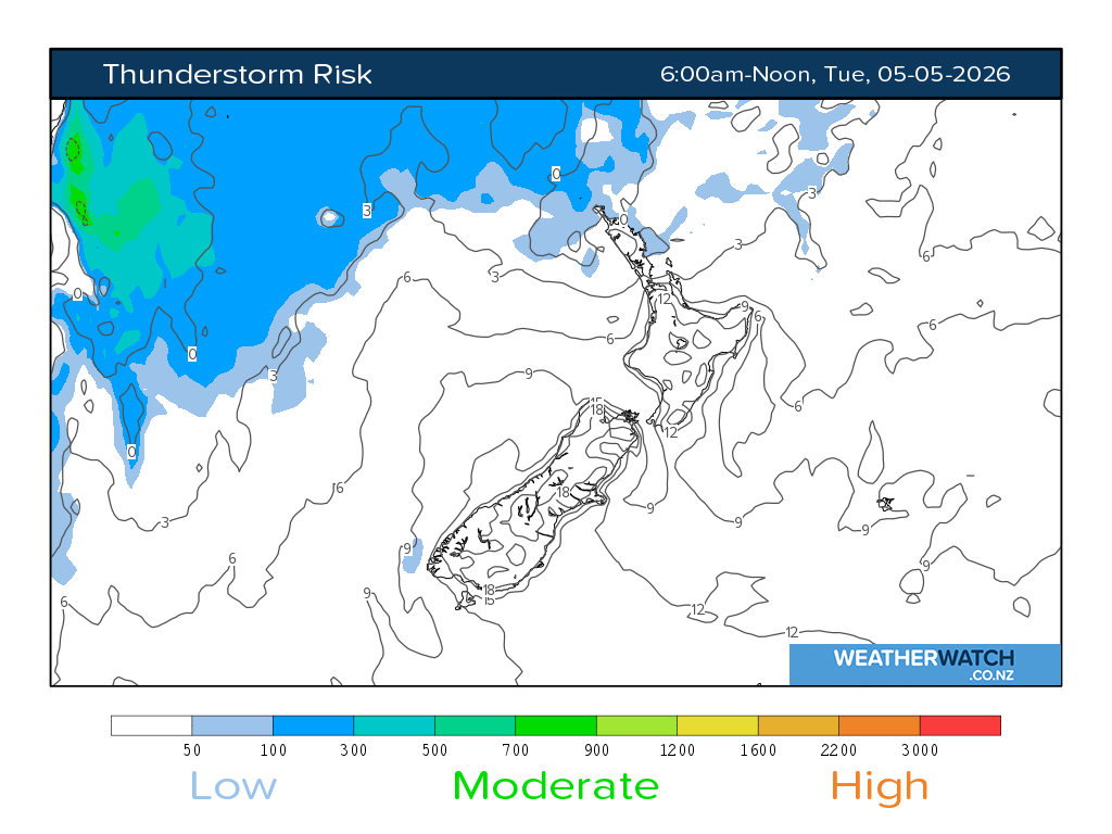 Thunderstorm risk for 6:01am on Tue 5 May 2026