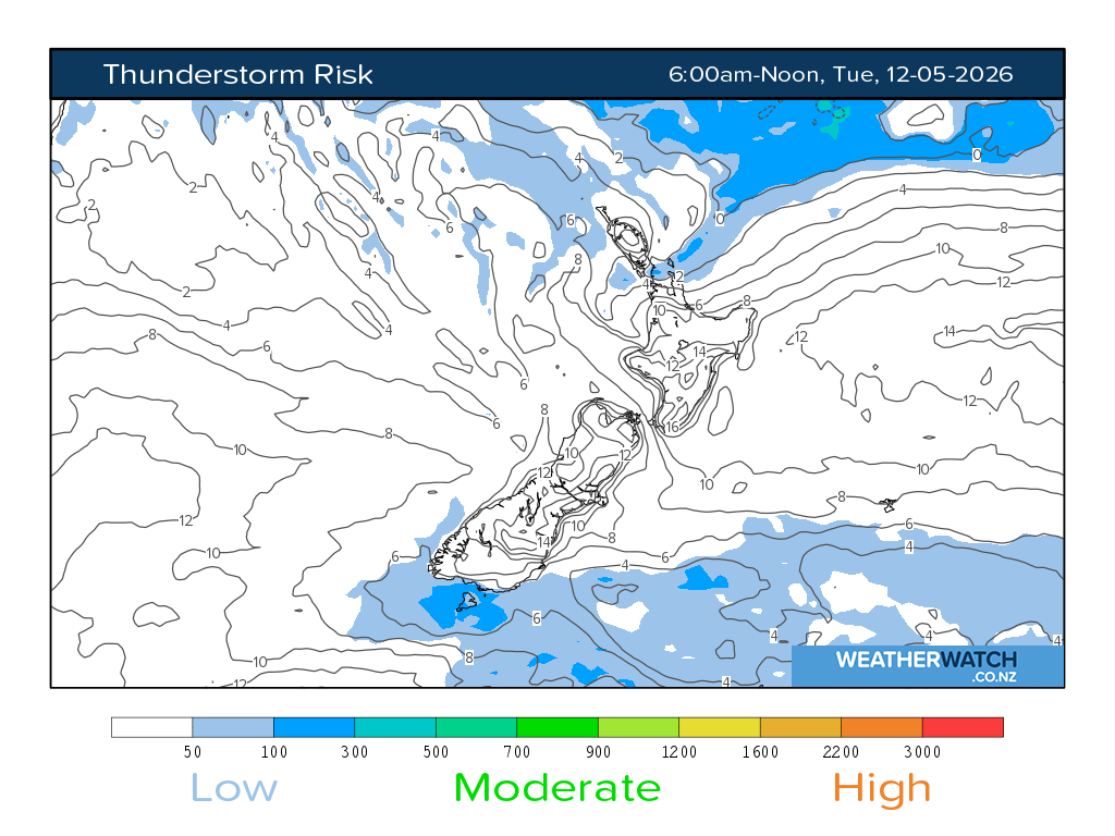 Thunderstorm risk for 6:01am on Tue 12 May 2026