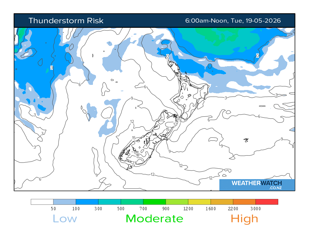 Thunderstorm risk for 6:01am on Tue 19 May 2026