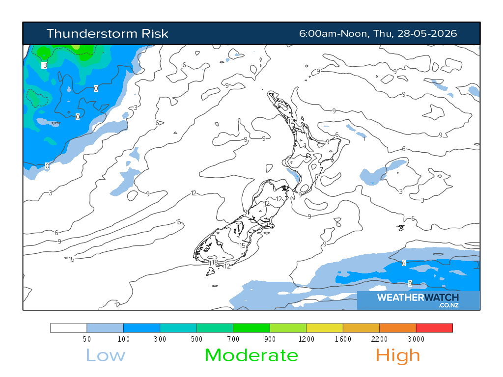 Thunderstorm risk for 6:01am on Thu 28 May 2026