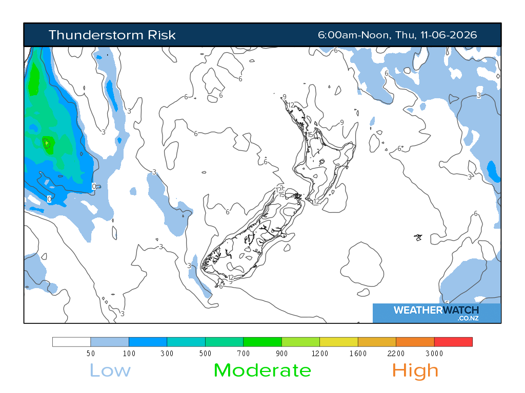 Thunderstorm risk for 6:01am on Thu 11 June 2026