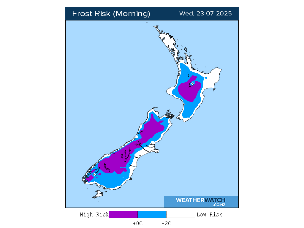 Frost risk for 12:01am on Wed 23 July 2025