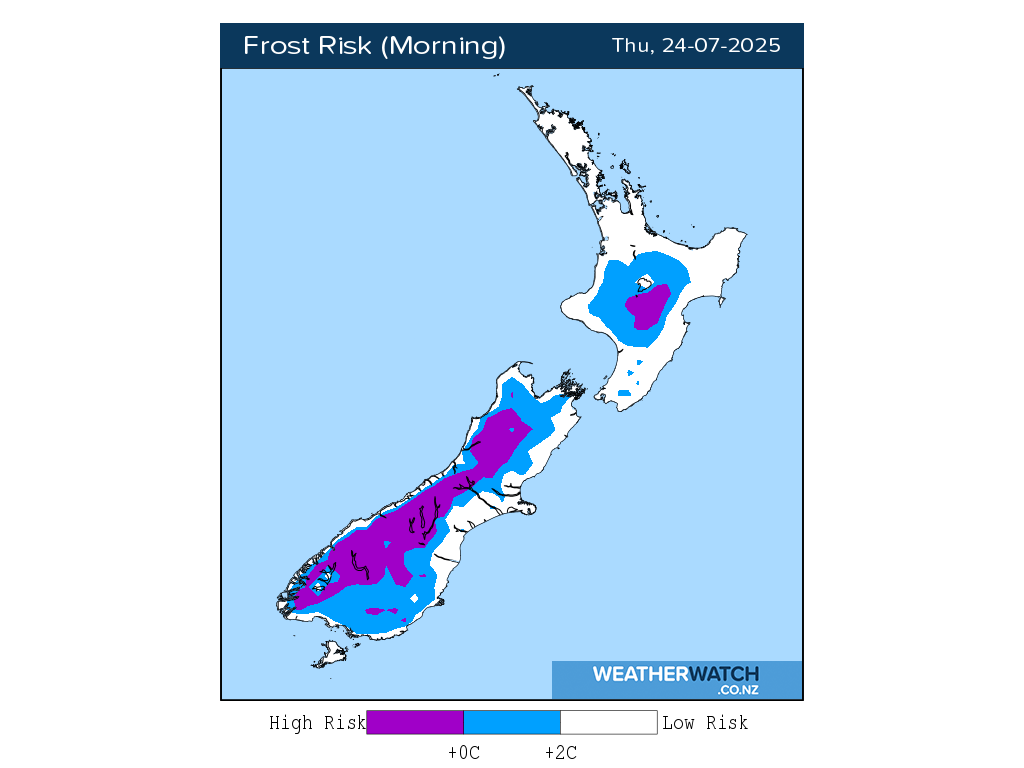 Frost risk for 12:01am on Thu 24 July 2025