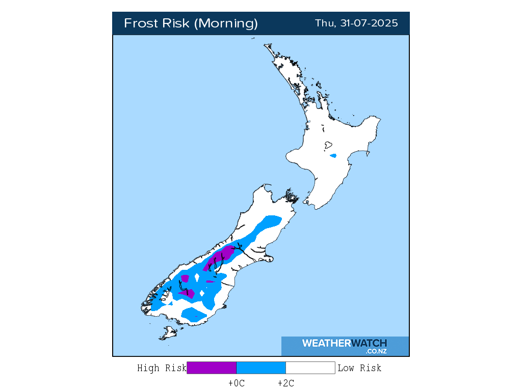 Frost risk for 12:01am on Thu 31 July 2025