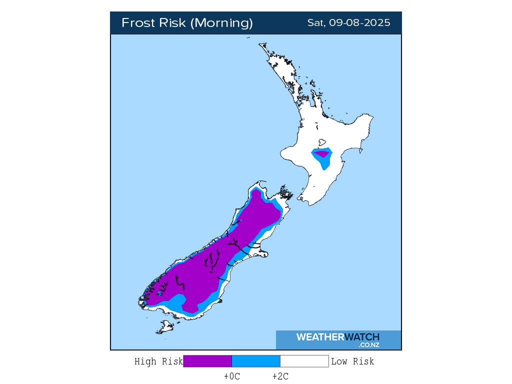 Frost risk for 12:01am on Sat 9 August 2025