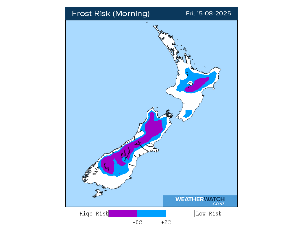 Frost risk for 12:01am on Fri 15 August 2025