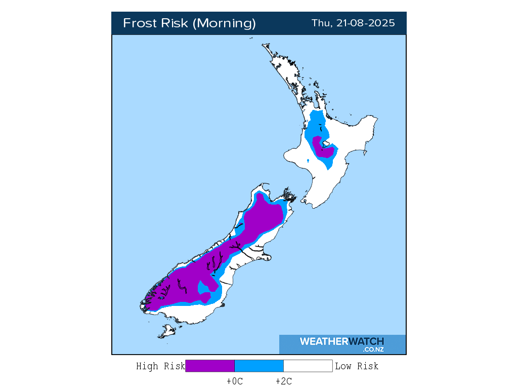 Frost risk for 12:01am on Thu 21 August 2025