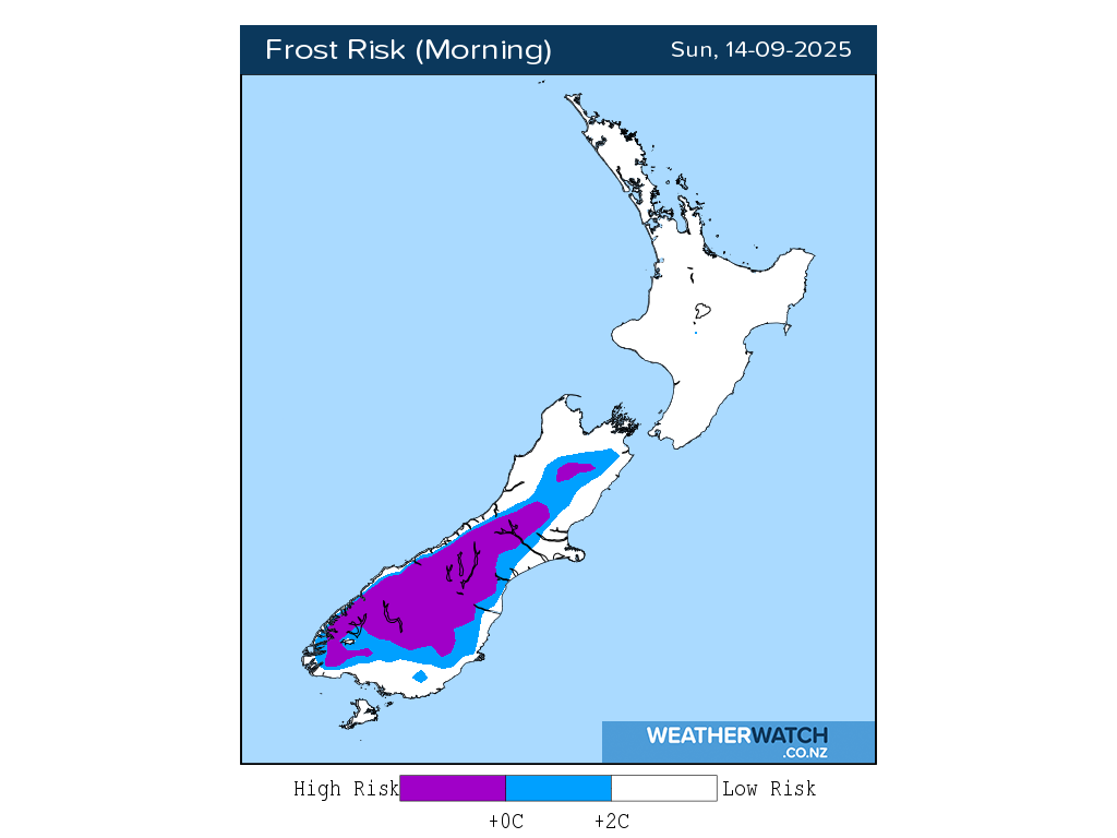 Frost risk for 12:01am on Sun 14 September 2025
