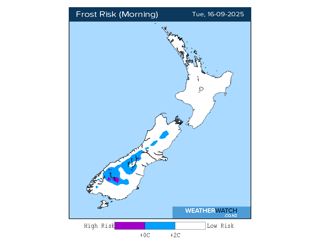 Frost risk for 12:01am on Tue 16 September 2025