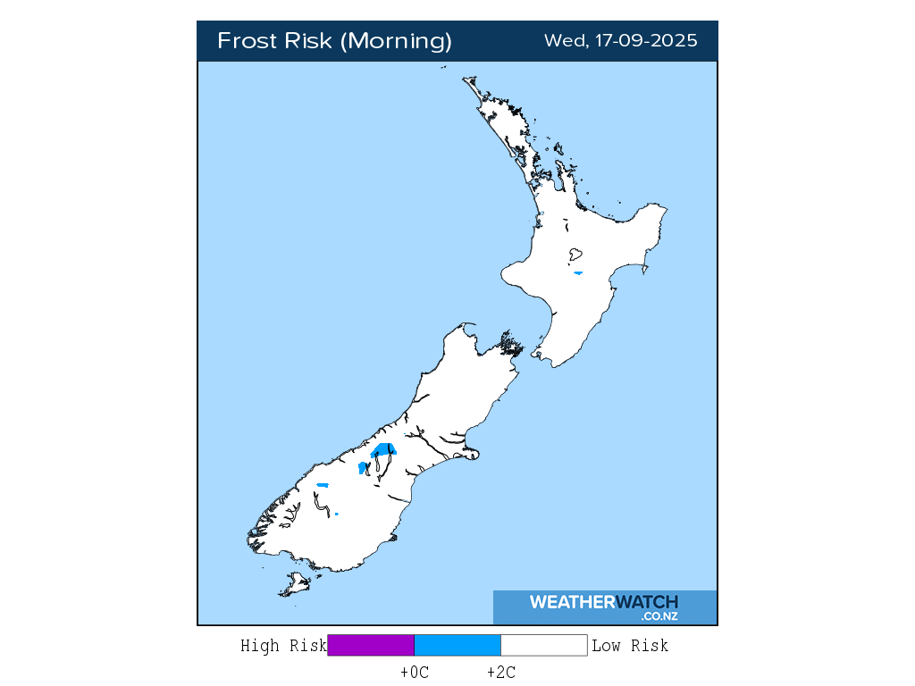 Frost risk for 12:01am on Wed 17 September 2025